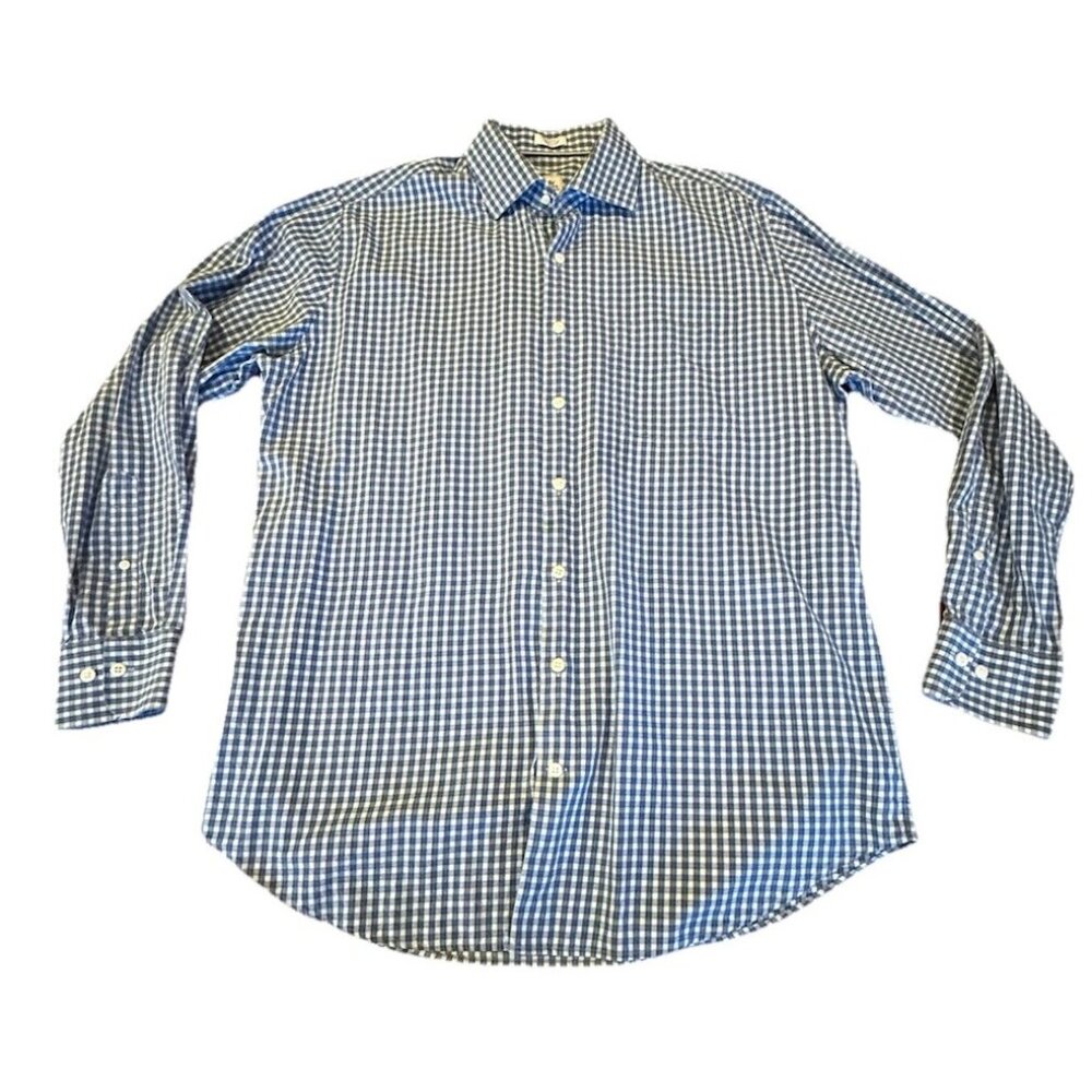 Peter Millar Crown Men’s Button Down Shirt Size Large Blue Plaid